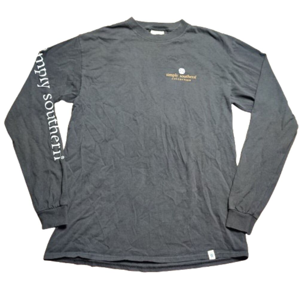 Simply Southern Women M Charcoal Gray Cowgirl Boots Graphic Long Sleeve Shirt